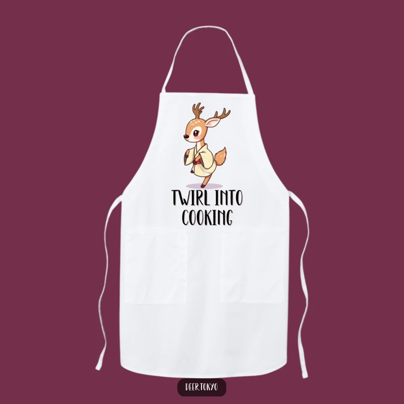 Artistic Deer Kimono Apron: Cook with Grace and Dancing Flair