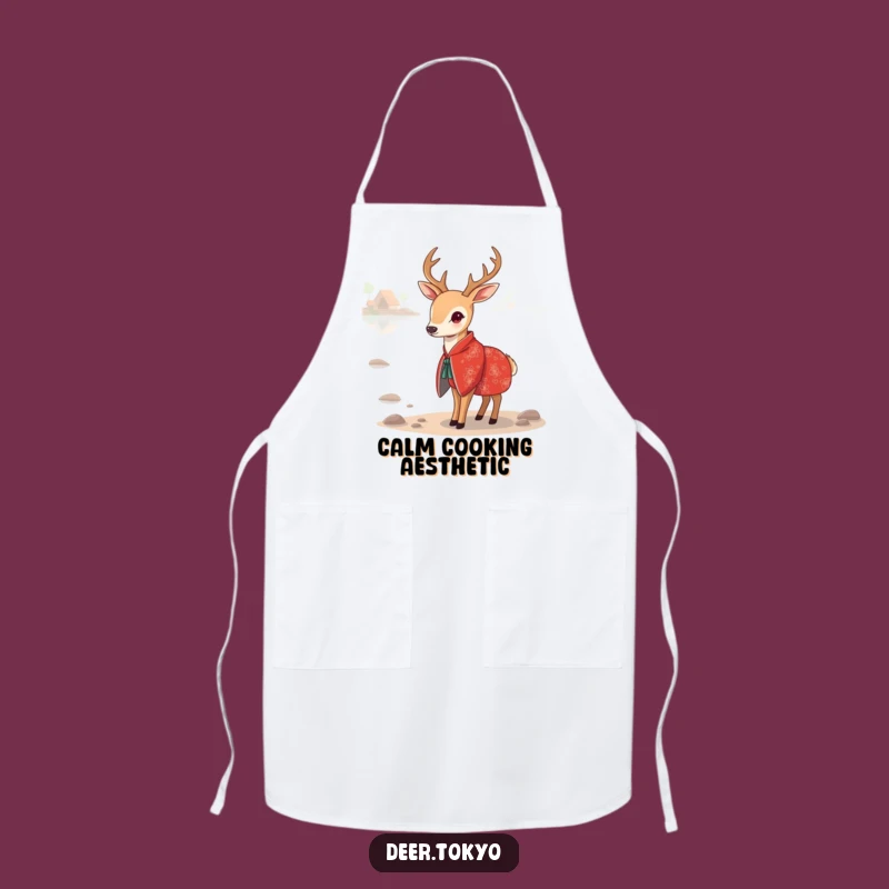 Funny Red Kimono Deer Apron: Kitchen Serenity, Stylish Cooking Gift