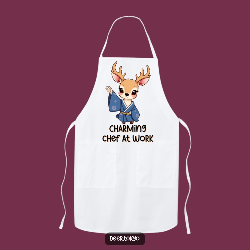 Funny Charming Deer Blue Kimono Apron - Cook with Elegant Humor