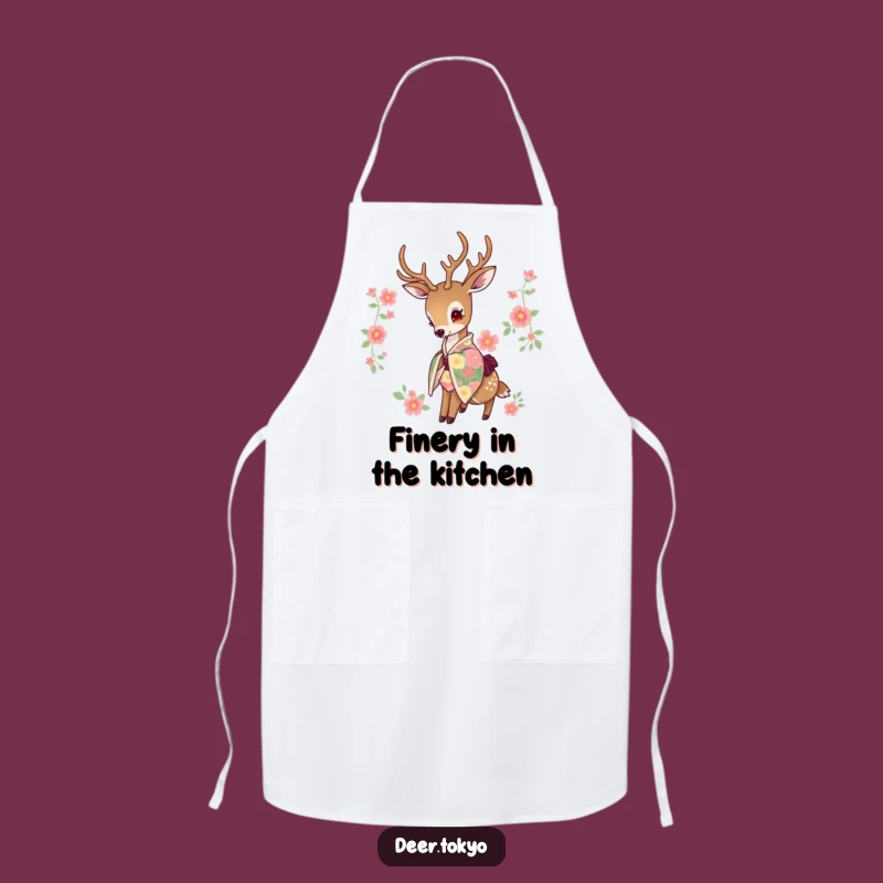 Funny Floral Kimono Deer Apron: Cook with Grace and Style