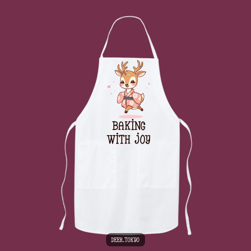 Funny Joyful Deer Floral Kimono Apron - Cook with Cheerful Flair