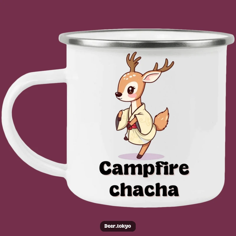Dancing Deer Kimono Camping Mug: Adventure with Artistic Flair