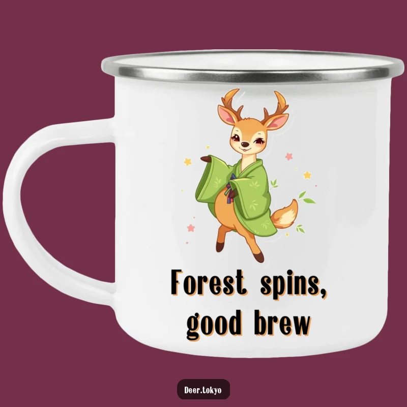 Funny Green Kimono Deer Camping Mug: Happy Outdoors, Bamboo Camp Gift