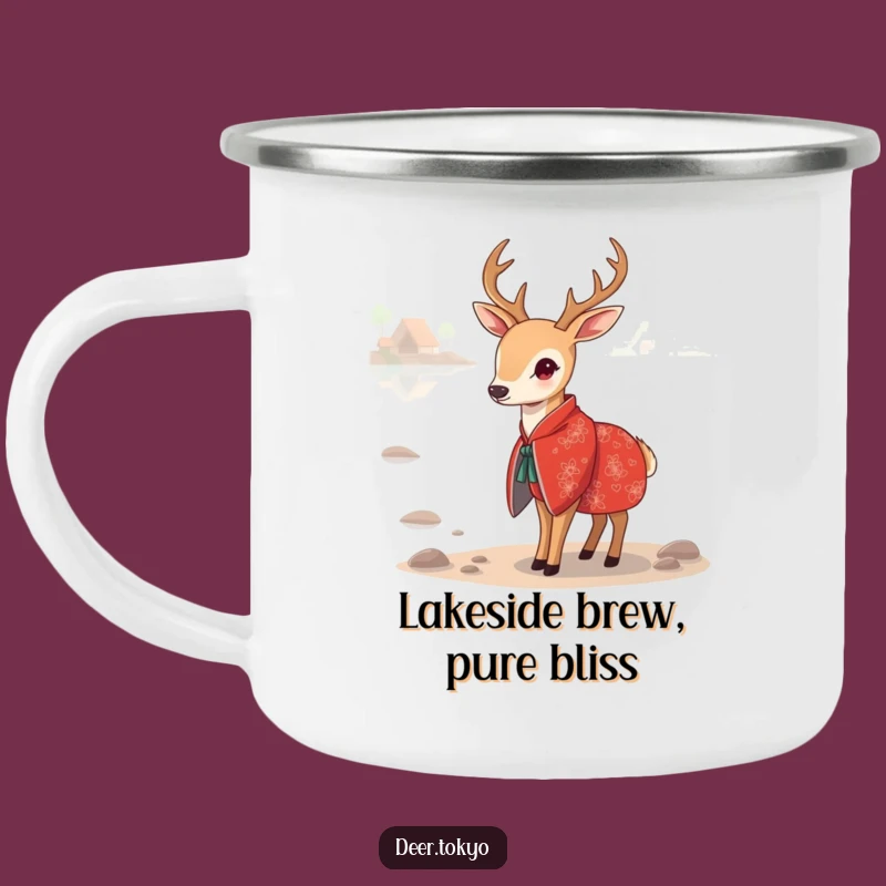 Funny Red Kimono Deer Camping Mug: Outdoor Serenity, Durable Camp Gift