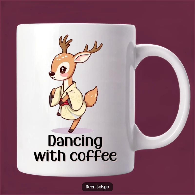 Dancing Deer Kimono Mug: Joyful Movement for a Lively Start