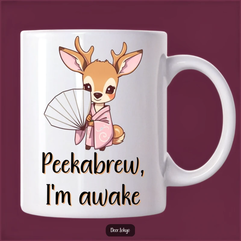 Funny Curious Deer Pastel Kimono Fan Mug - Perfect Humorous Gift