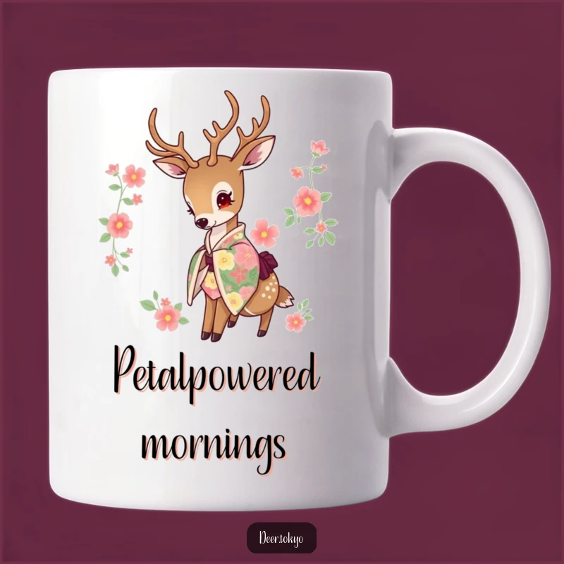 Funny Floral Kimono Deer Mug: Elegant Humor for a Graceful Individual