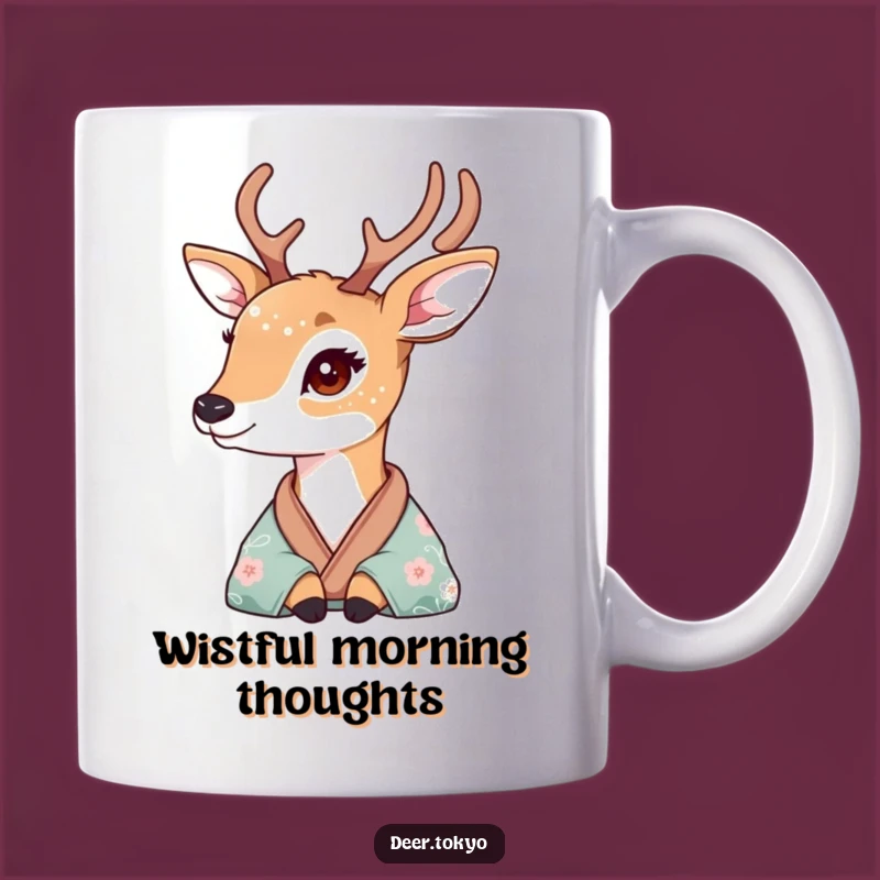 Wistful Deer Kimono Mug: Delicate Beauty for a Thoughtful Brew