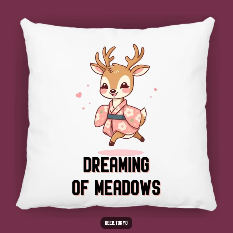 Funny Joyful Deer Floral Kimono Pillow - Cozy Accent of Happiness