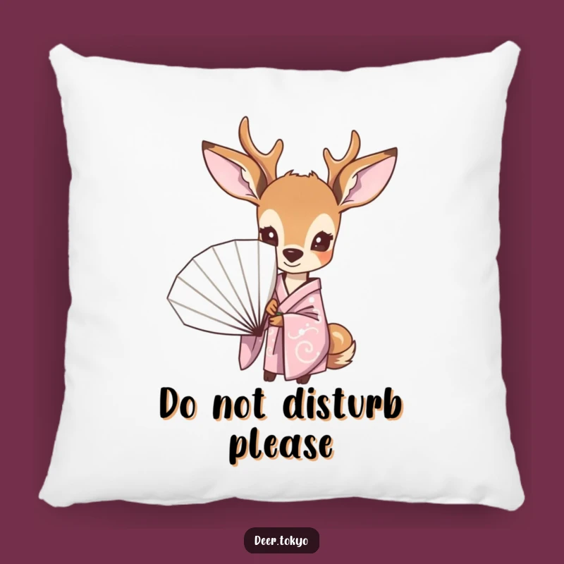 Funny Curious Deer Pastel Kimono Fan Pillow - Comfy & Humorous Accent
