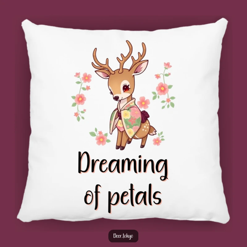 Funny Floral Kimono Deer Pillow: Cozy Comfort with Elegant Flair
