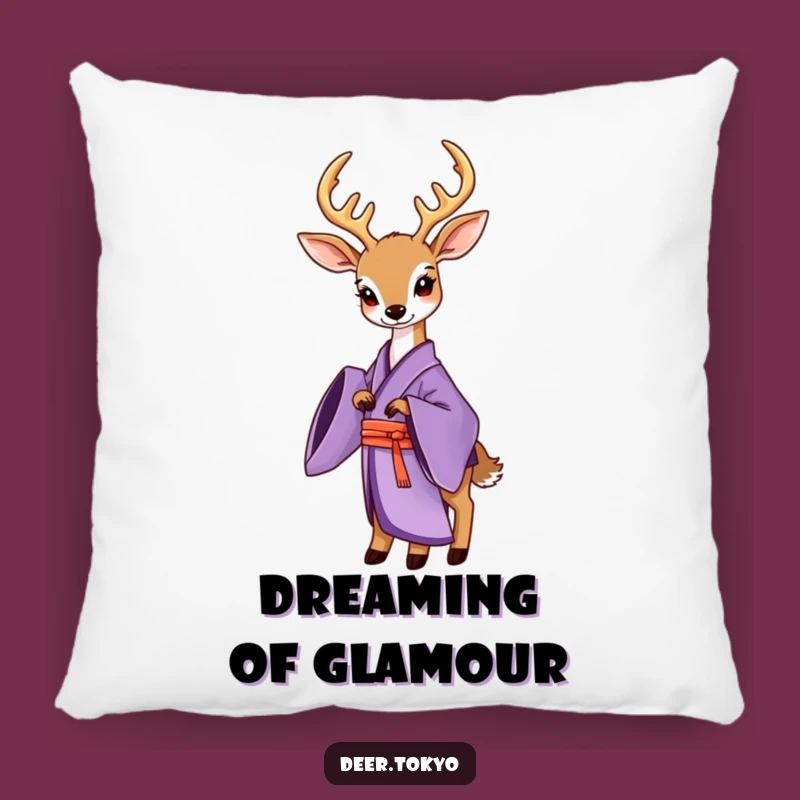 Funny Purple Kimono Deer Pillow: Elegant Accent, Cozy Comfort Gift