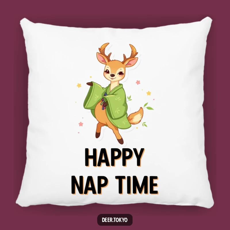 Funny Green Kimono Deer Pillow: Happy Accent, Bamboo Comfort Gift