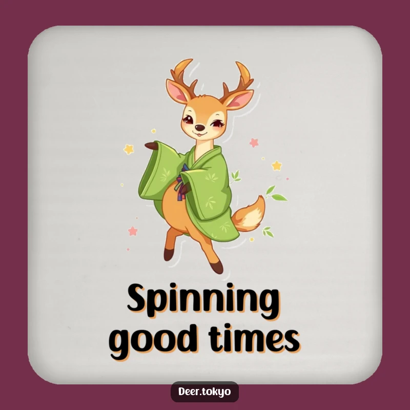 Funny Green Kimono Deer Coaster: Happy Art, Bamboo Protection Gift