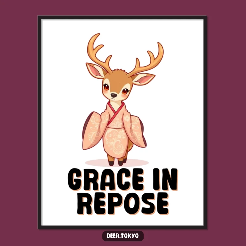 Stunning Deer Kimono Poster: Bring Nature's Grace and Elegance to Your Walls