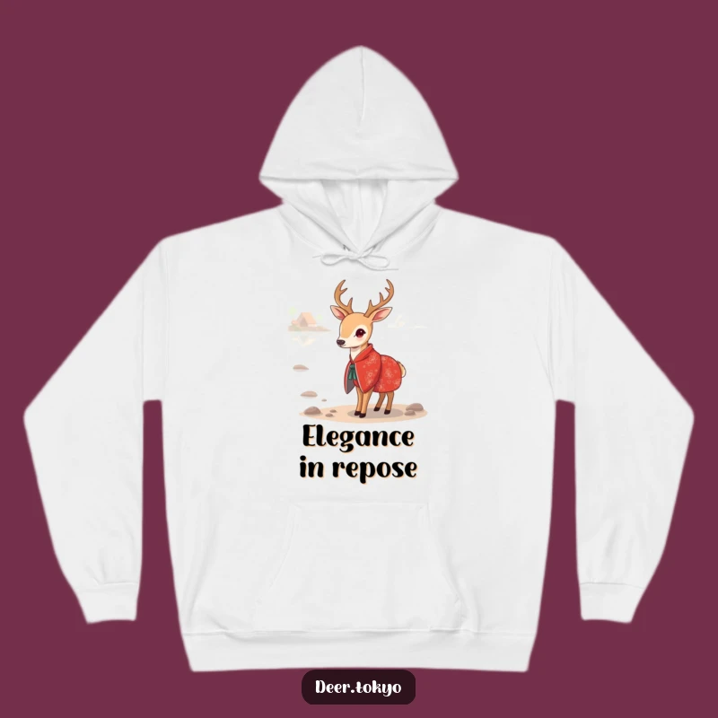 Cozy Funny Red Kimono Deer Hoodie: Lake Serenity, Warm and Stylish Gift