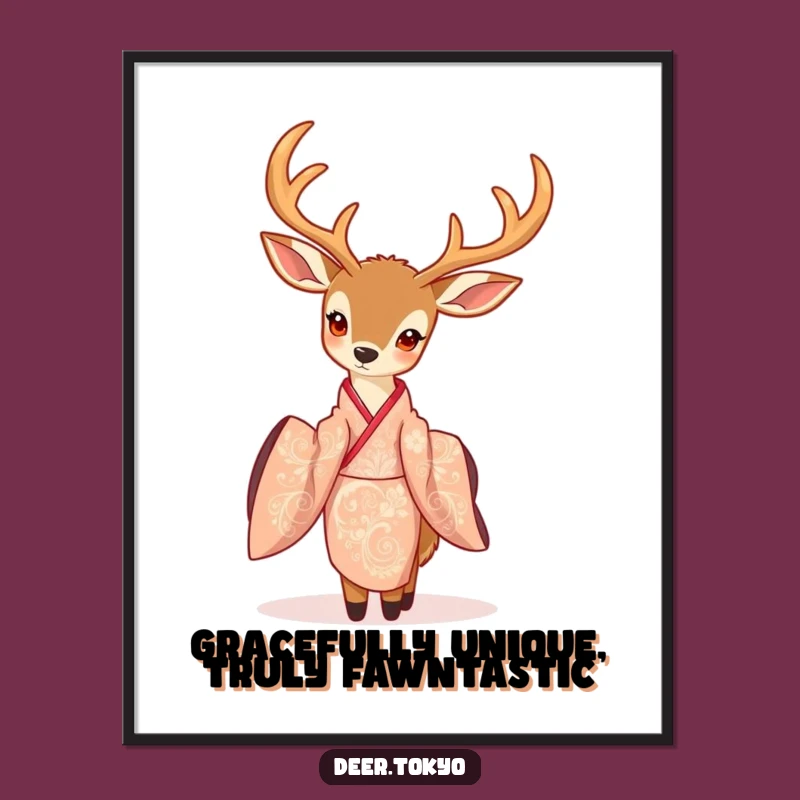 Elegant Free Printable Wall Art: Deer in Kimono - Downloadable Artistic Decor