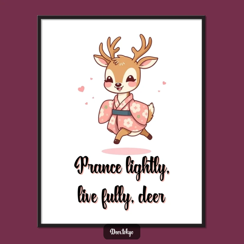 Free Printable Wall Art: Joyful Deer Floral Kimono, Uplifting Downloadable Decor