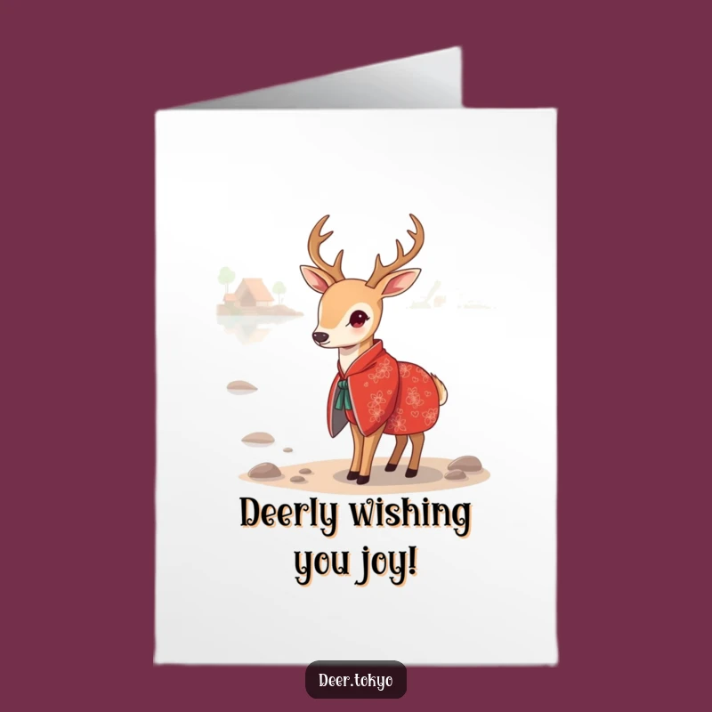 Free Printable Birthday Card: Hilarious Deer in Red Kimono, Perfect DIY Downloadable Gift