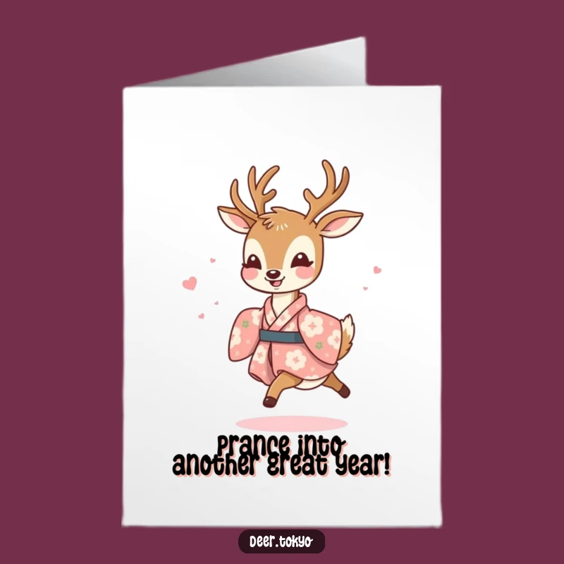 Free Printable Birthday Card: Joyful Deer Floral Kimono, Delightful Downloadable Gift