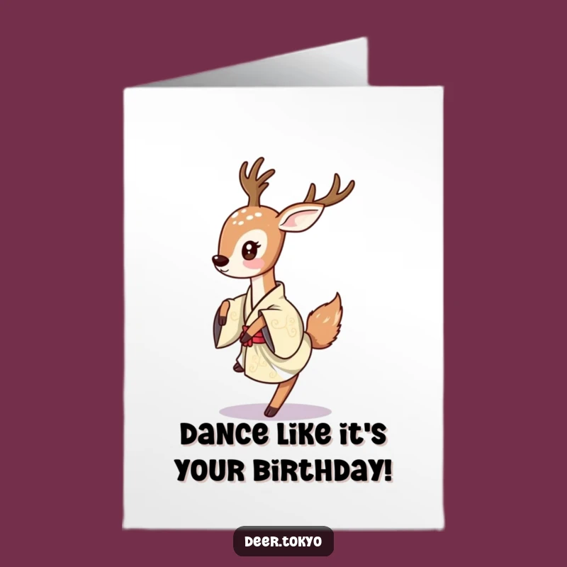 Joyful Free Printable Birthday Card: Dancing Deer - Instant Download Celebration