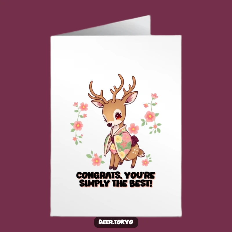 Free Printable Congrats Card: Deer's Graceful Celebration - Elegant Download