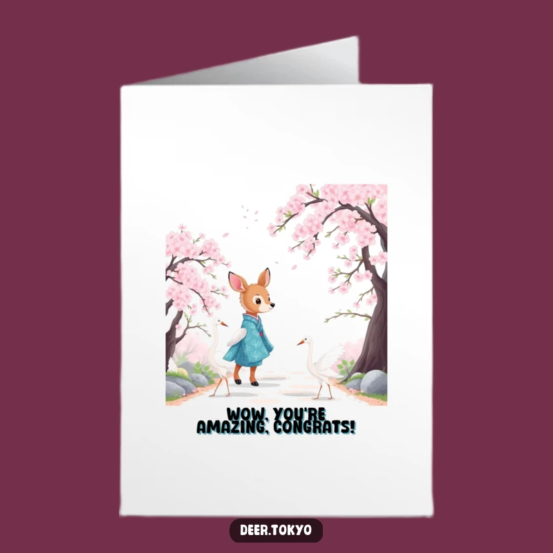 Free Printable Congrats Card: Deer's Serene Stroll - Elegant Celebration