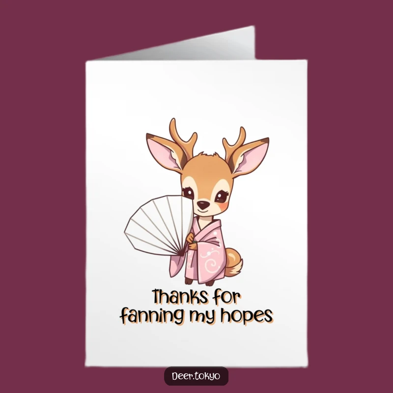 Free Printable Thank You Card: Curious Deer Kimono, Funny Downloadable Appreciation Gift