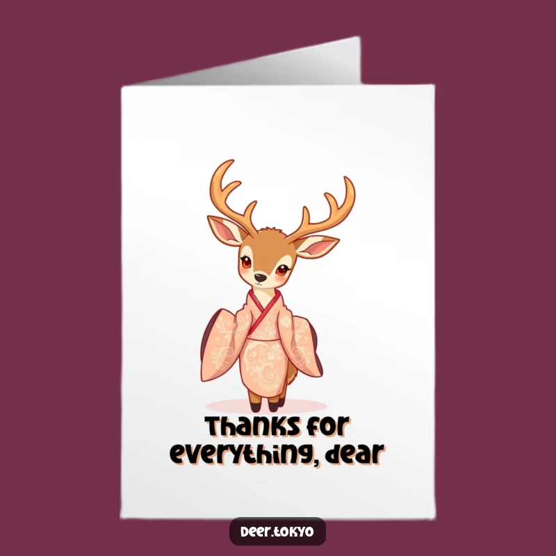 Sophisticated Free Printable Thank You Card: Deer in Kimono - DIY Elegance