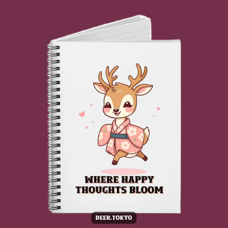 Funny Joyful Deer Floral Kimono Notebook - Journal Your Happy Thoughts