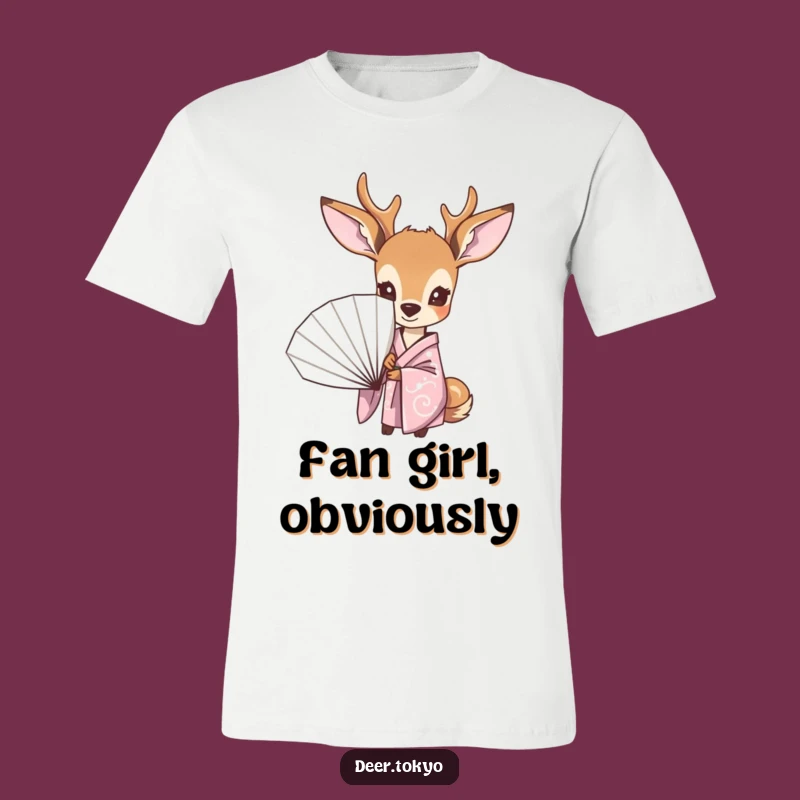 Funny Curious Deer Pastel Kimono Fan T-Shirt - Hilarious Wearable Art