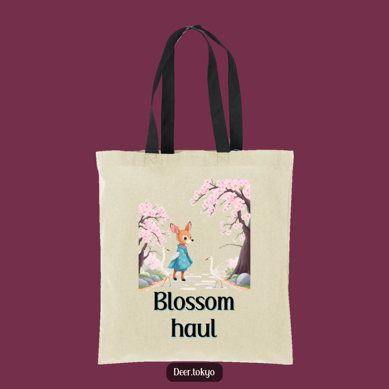 Funny Blue Crane Kimono Deer Tote Bag: Carry Artistic Beauty Everywhere